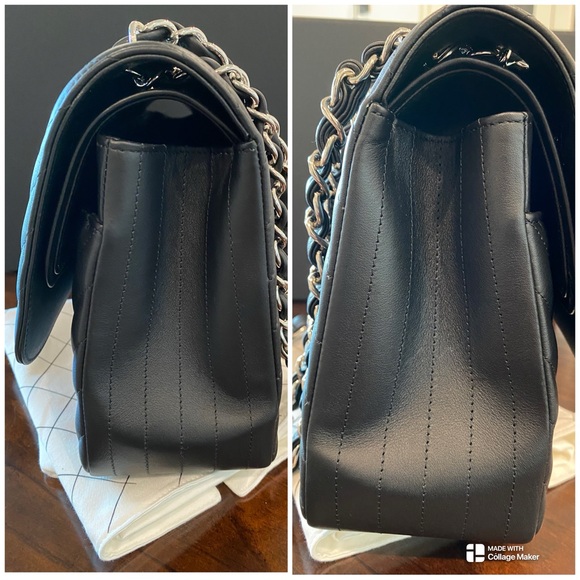 Chanel Classic Double Flap Chevron Jumbo Calfskin Bag in Black from 22C - Rare - Picture 11 of 17